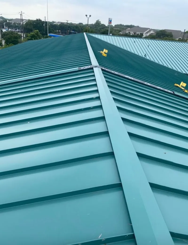 Green commercial metal roof ridge and valley for Metal Roof Repair in West Columbia